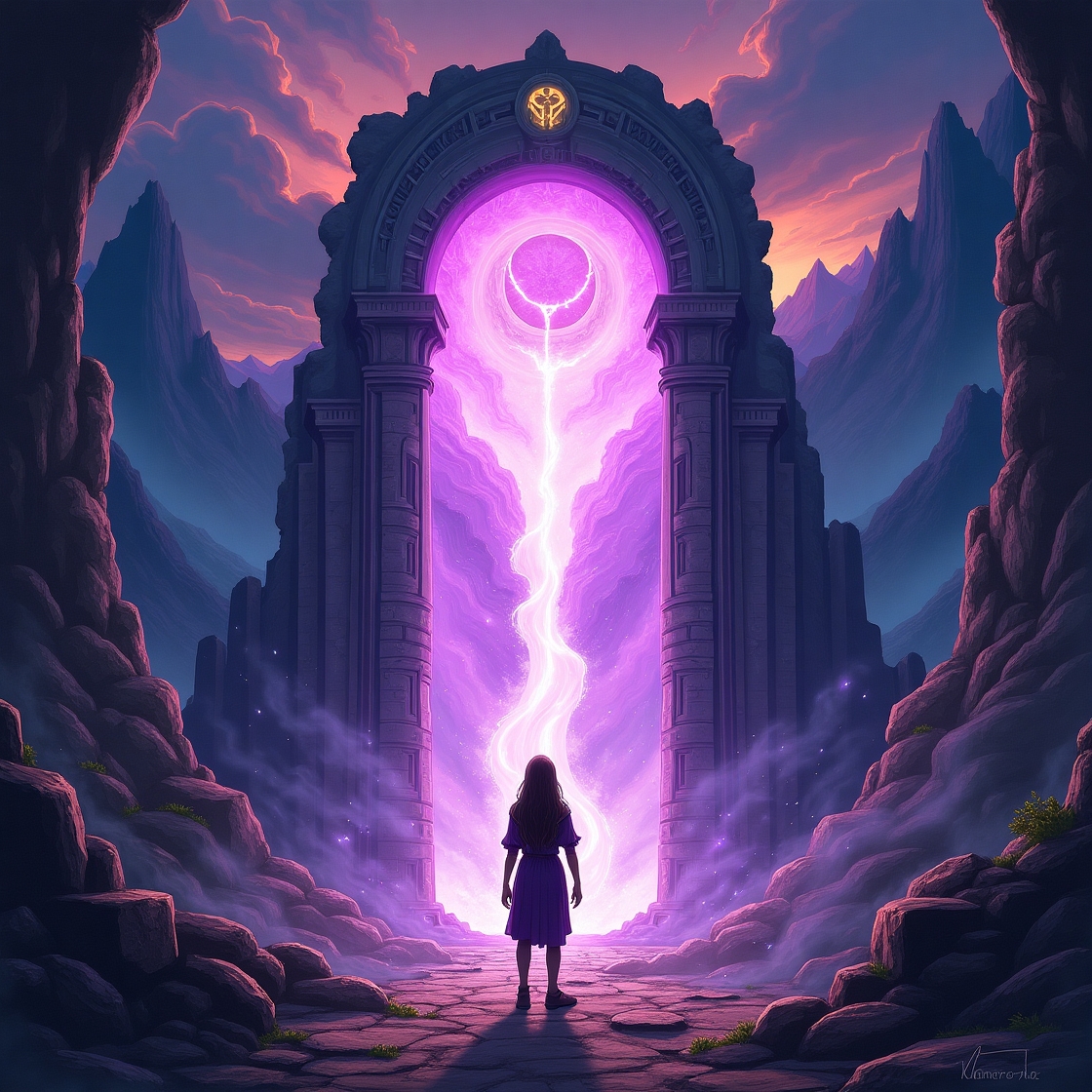 Person looking at magical portal